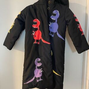 Unique Dinosaur Print Coat , black